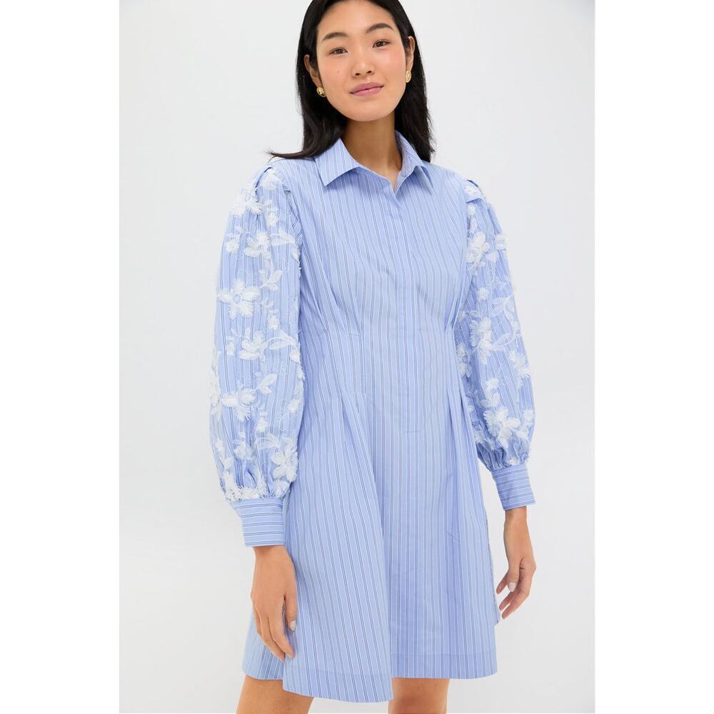 TUCKERNUCK Blue Stripe Embroidery Mini Corinne Dress Size XXXL NWT - Picture 1 of 10